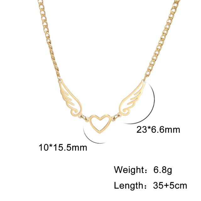 Cazador Hollow Wing of Angel Pendant Necklaces Feather Wings Stainless Steel Gold Color Charm Necklaces for Women Jewelry Kpop
