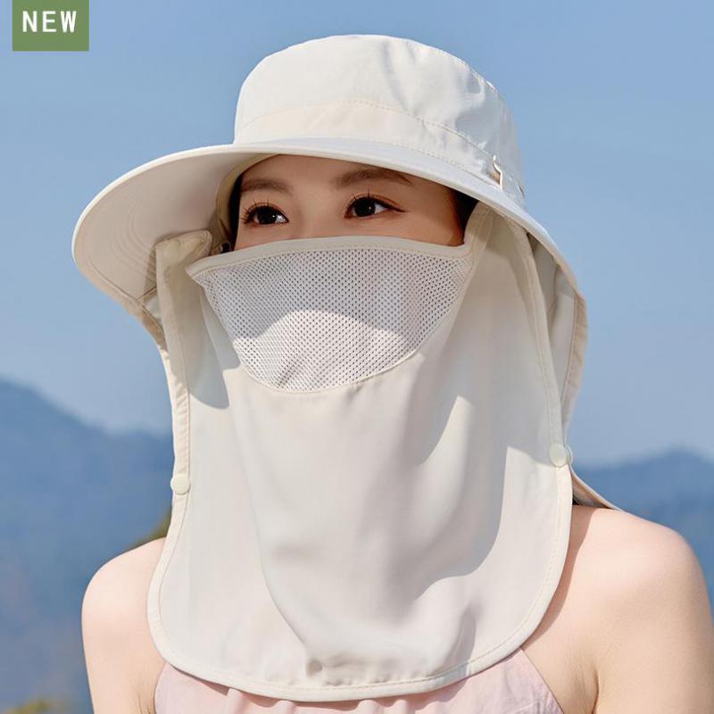 Summer Hats For Women Sun Hat Uv Protection With Mask Shawl Outdoor Sunscreen Bucket Hat Thin Sunhat Casual Sunshade New