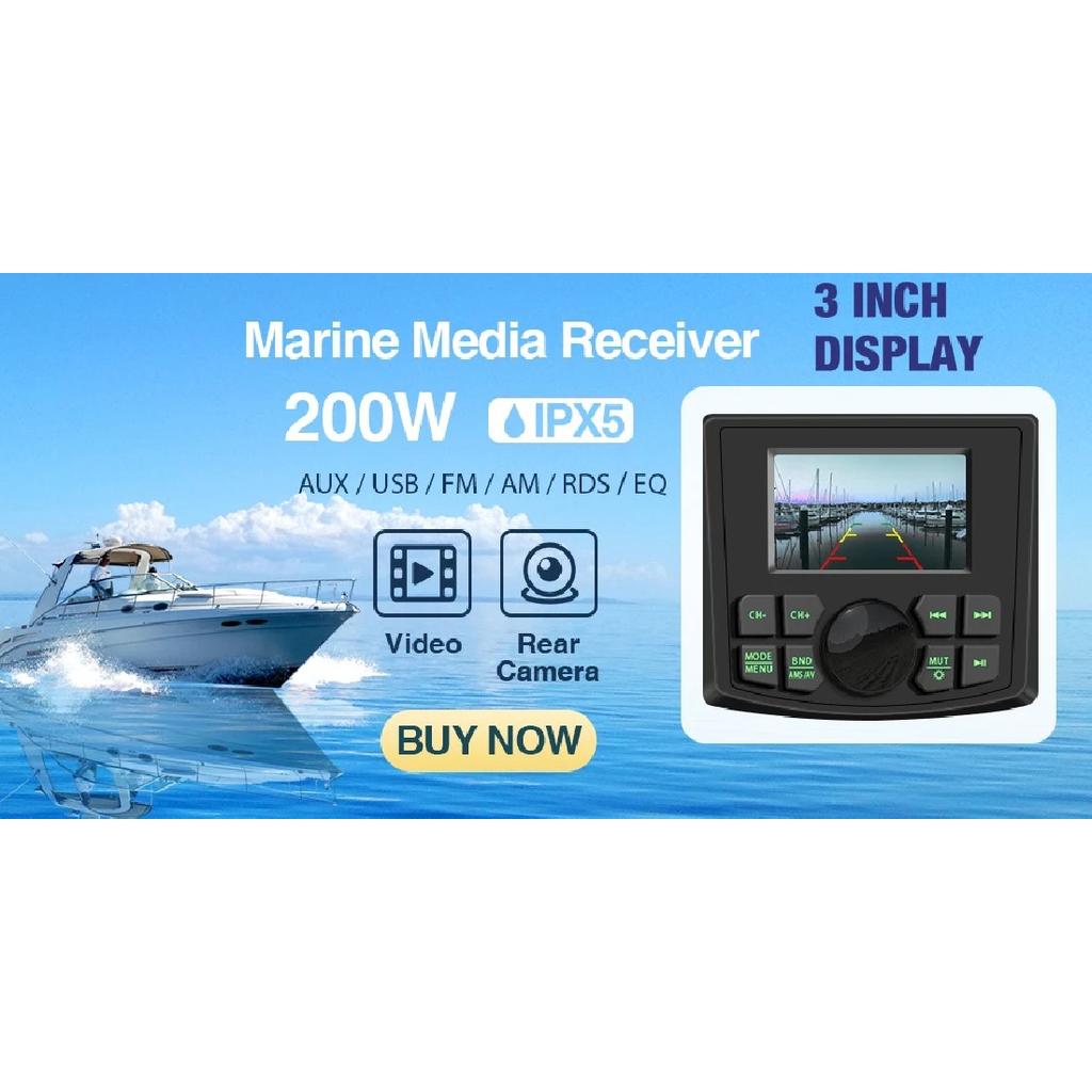 Marine RadioMP5 Player Boat Stereo For Yacht RV ATV UTV Golf Cart FM AM RDS Digital Media Audio Bluetooth IPX5 Waterproof