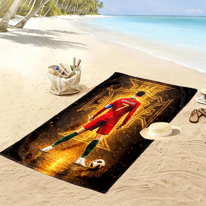 Asciugamano da Spiaggia Cristiano Ronaldo Adatto per Viaggi, Attività all'Aperto, Piscine, Yoga, Surf, Campeggio, Escursionismo, Palestra