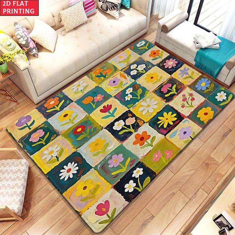 Kawaii Cartoon Bear Large Room Carpet Non Slip Cartoon Kids Bedroom Living Room Floor Mat Home Decor Children's Play Carpet