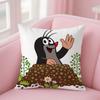 Classic Animation Little Mole Pillow Case Square Double-Sided Printing Short Plush Sofa Cushion Cover Bedroom Bedside Pillow