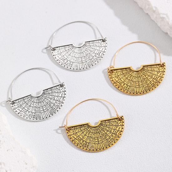 1 Pair Women Earrings Retro Bohemia Style Drop Earrings Fan-Shaped Semicircular Design Distressed Earrings