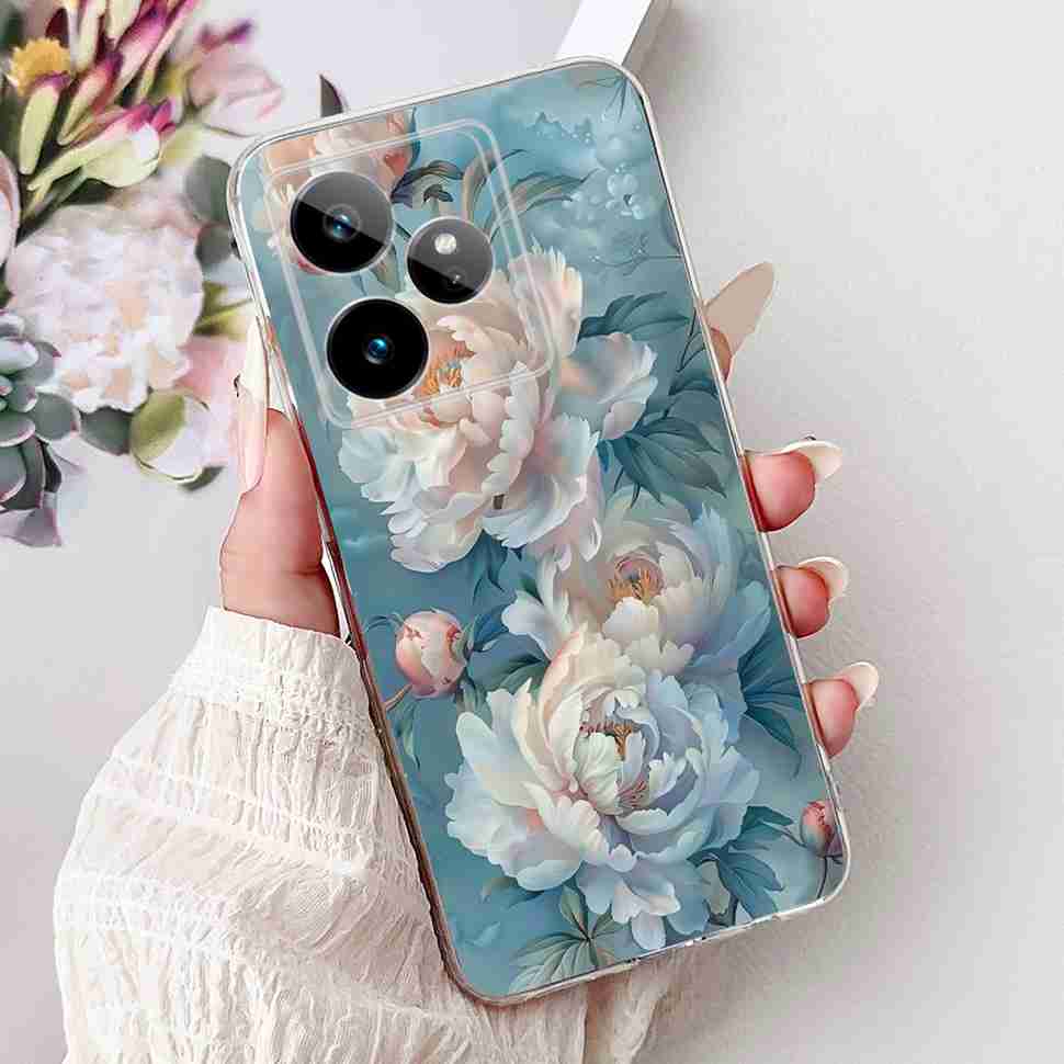For Realme GT 7 5G 2025 RMX5061 Case Cute Girl New Flowers Soft Silicone TPU Cover For Realme GT7 GT 7T 5G Global Phone Cases