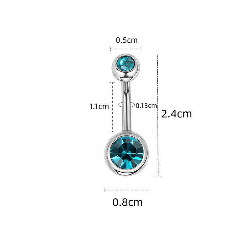 Colorful Double Head Glass Belly Button Ring - Trendy Stainless Steel Summer Style