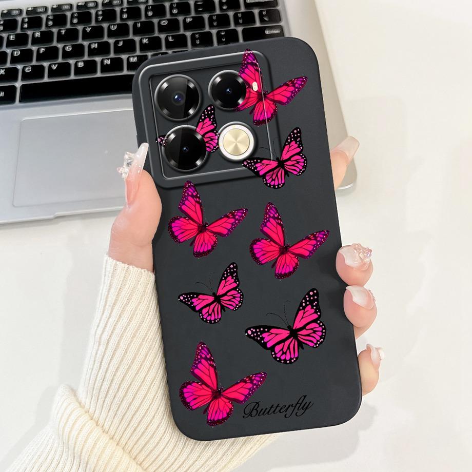 Soft TPU Candy Silicone Phone Case For Infinix Note 40 Pro Plus Note 40 4G 5G Back Cover Note40 4G Bumper Flower Girl Fashion