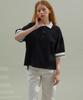 MANAVIS7 Striped Rib Collar T-Shirt Black