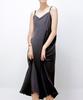 Dopeun Silky Flow Adjustable Strap Slip Long Dress [Black]