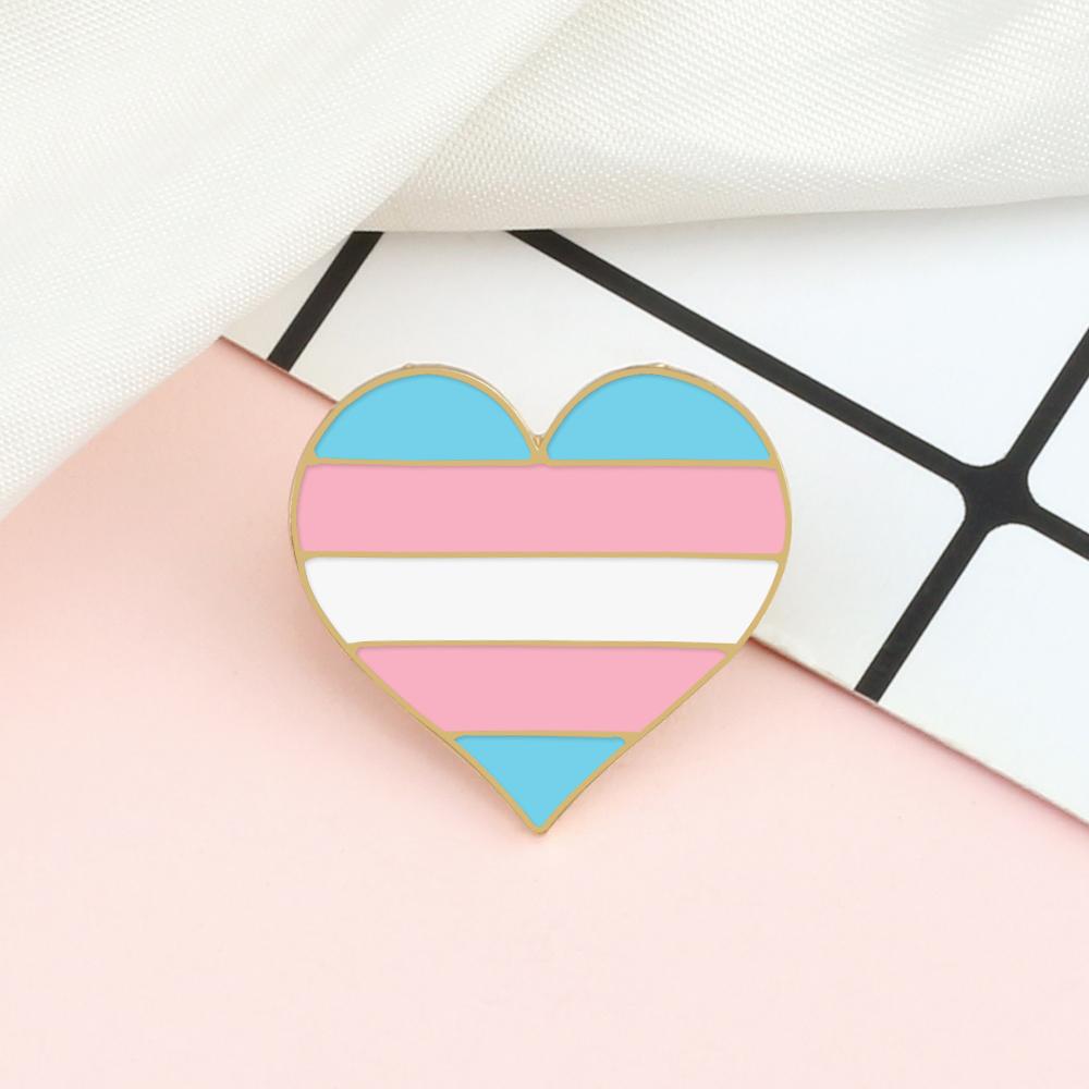 Transgender Pride Enamel Pin LGBT Flag Peace Trans Gay Lesbian Brooch Custom Bag Lapel Pins Cartoon Cute Badge for Lover Jewelry