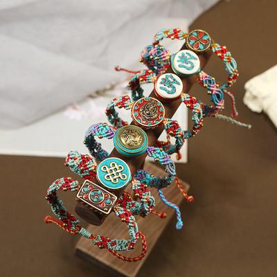 Handgjort bohemiskt armband Nepalarmband Etnisk stil Dam Retro Handvävt armband