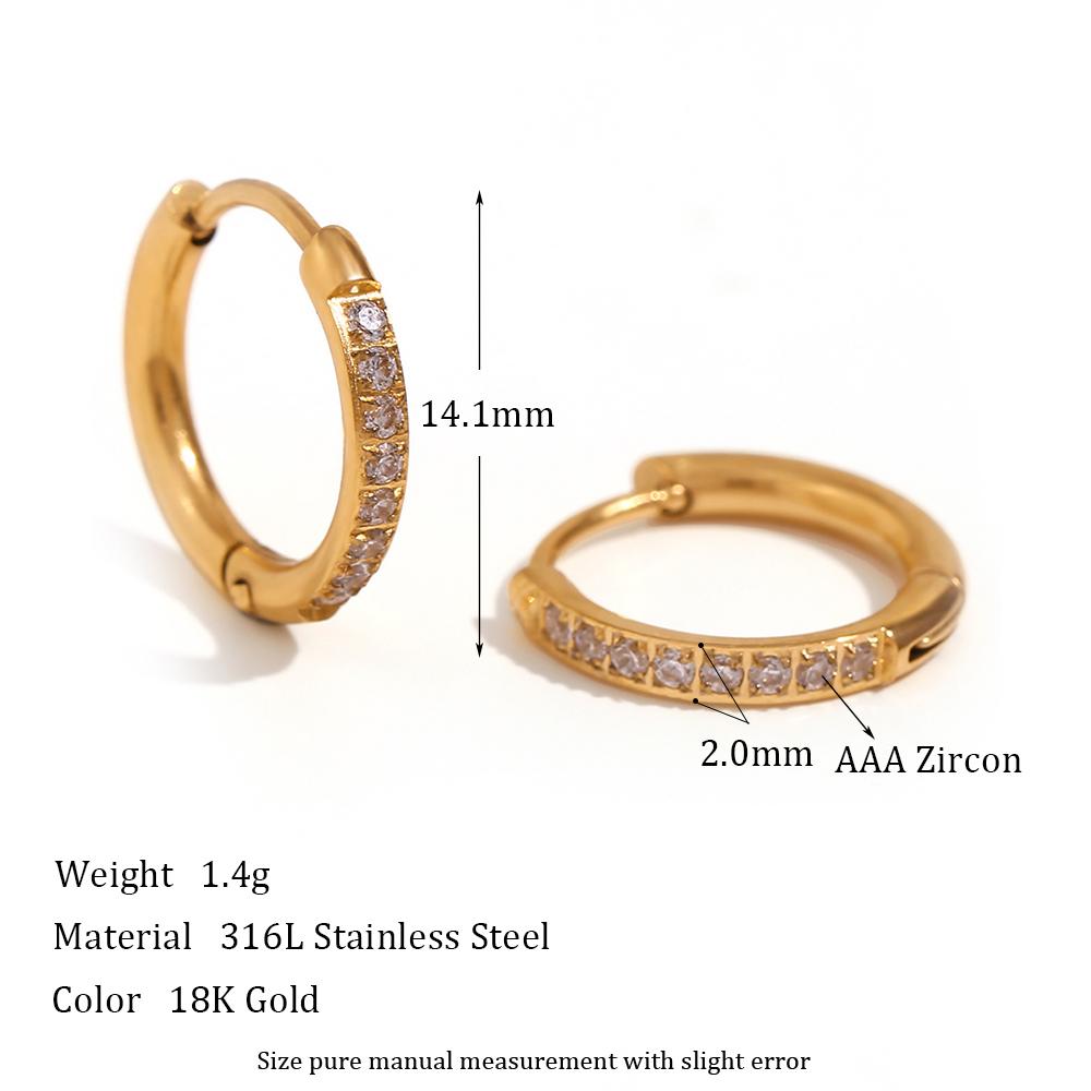 Minimaler Basic Schmuck Wasserdicht Hypoallergen Edelstahl Zirkonia Huggies Creolen Für Frau Mädchen Damen