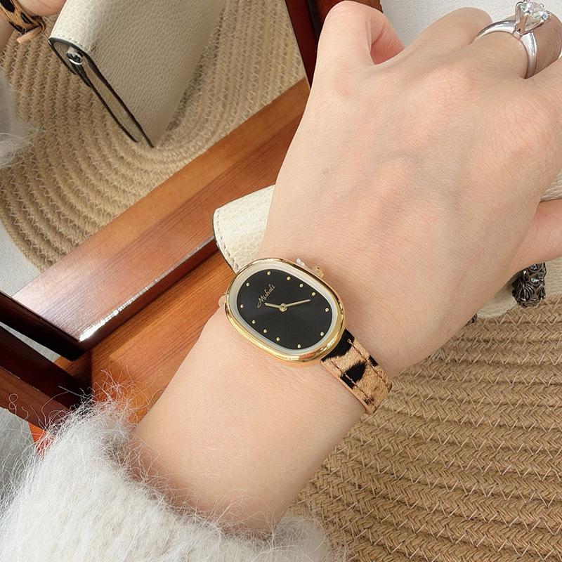 Neue Leder Leopardendruck Vintage Luxus Damen Quarz Uhr, High-End Damen Armbanduhr, Zeitmesser und Zubehör.