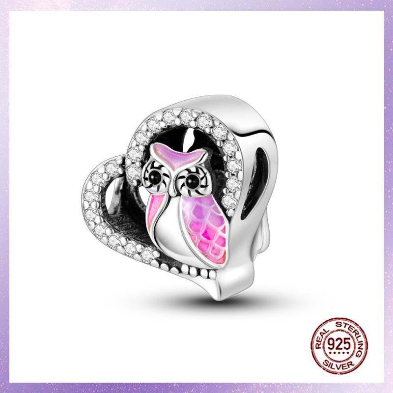 Purple Charms Copper Fit Original Pendant Bracelet Butterfly Glass Heart Feather Clip Charm Dangle Luminous Bead Diy Jewelry