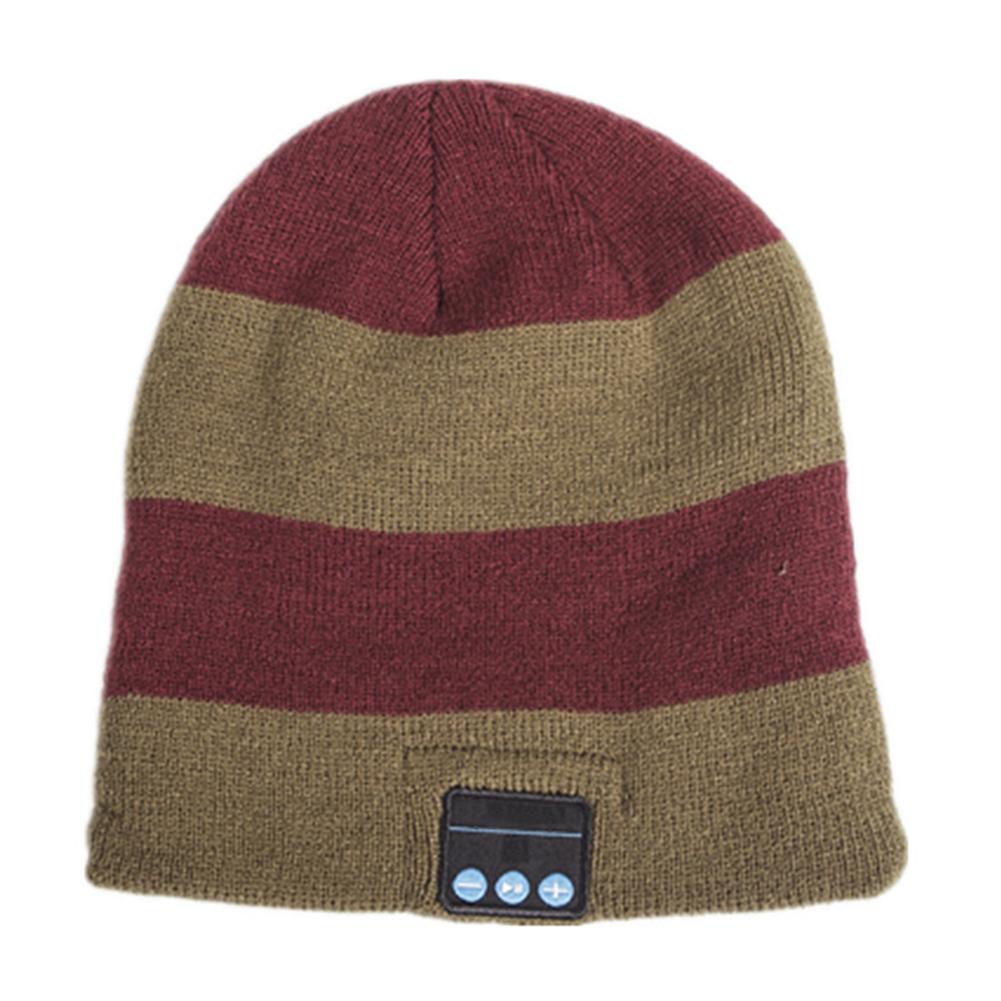 Adult Unisex Hat Wireless Bluetooth Headset for Phone and Music Warm Striped Knitwear Beanie