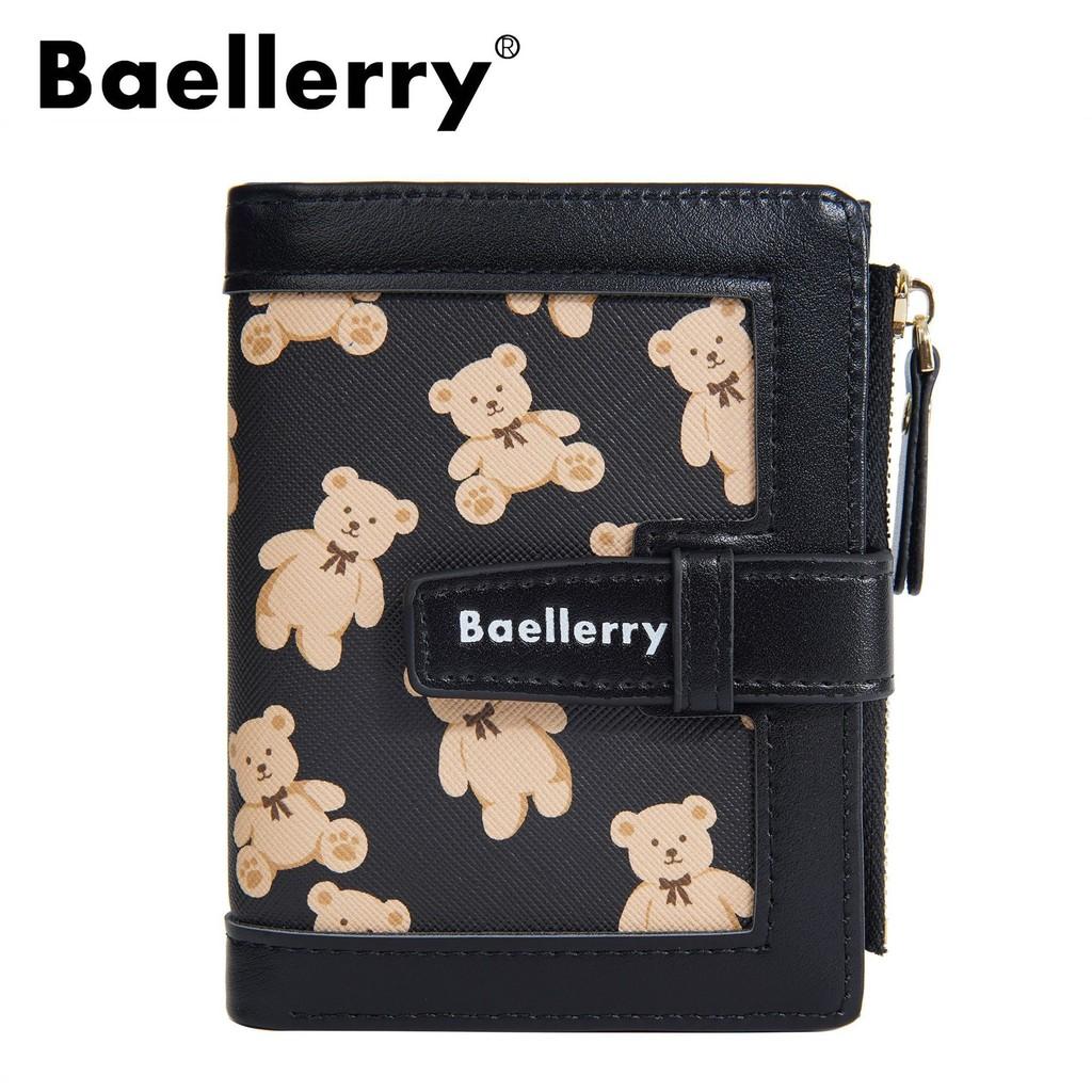 Baellerry Girl Short Wallet With Cartoon Bear Design And Coin Pocket For Daily Use