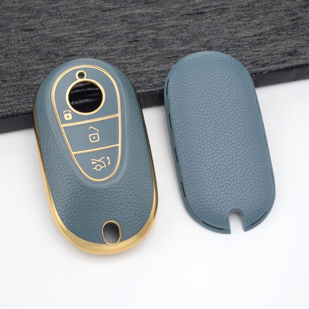 Golden Tpu Leather Car Key Case Cover Fob For Mercedes Benz C Class W206 S Class W223 C260 C300 S350 S400 S450 S500  Keychain