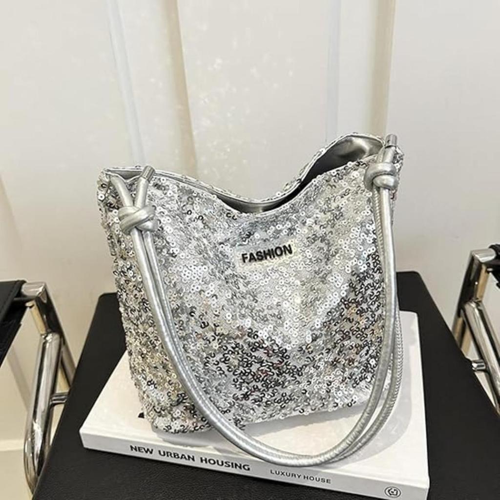 Sequin Handbag, Tote Bag for Women, Adjustable Shoulder Strap, Crossbody Bag for Wedding, Prom, Parties, Travel