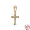 Gold Plated Sparkling Jesus Cross Pendant Charm Zircon Stones Bead Fit Original Fashion Bracelet Silver 925 Diy Jewelry Gift
