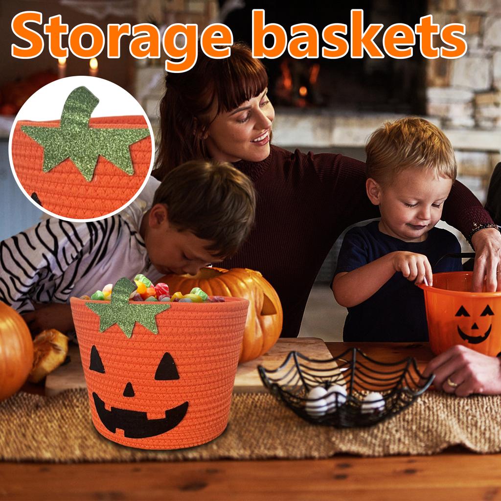 Halloween Pumpkin Candy Collection Basket for Kids or Storage