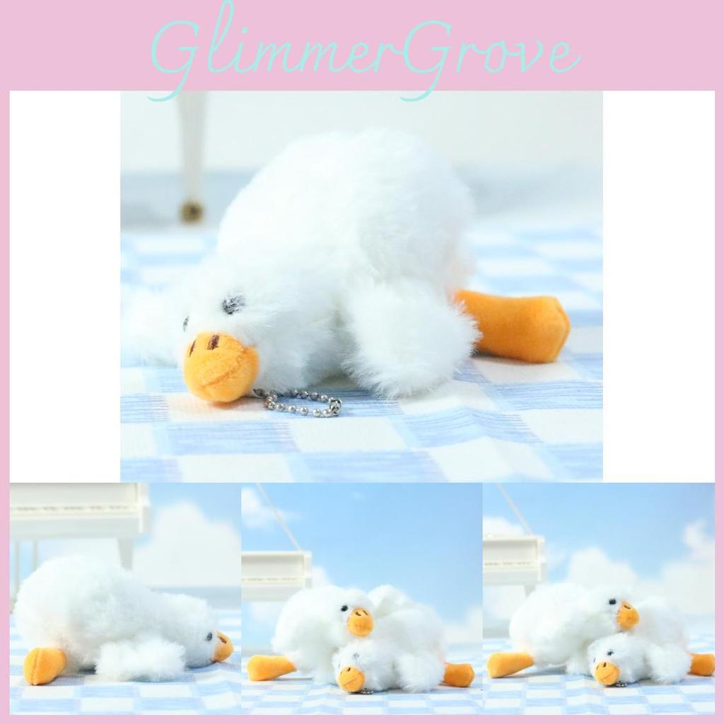 Charming White Goose Keychain Furry Plush Toy Cartoon Character For Gifts
