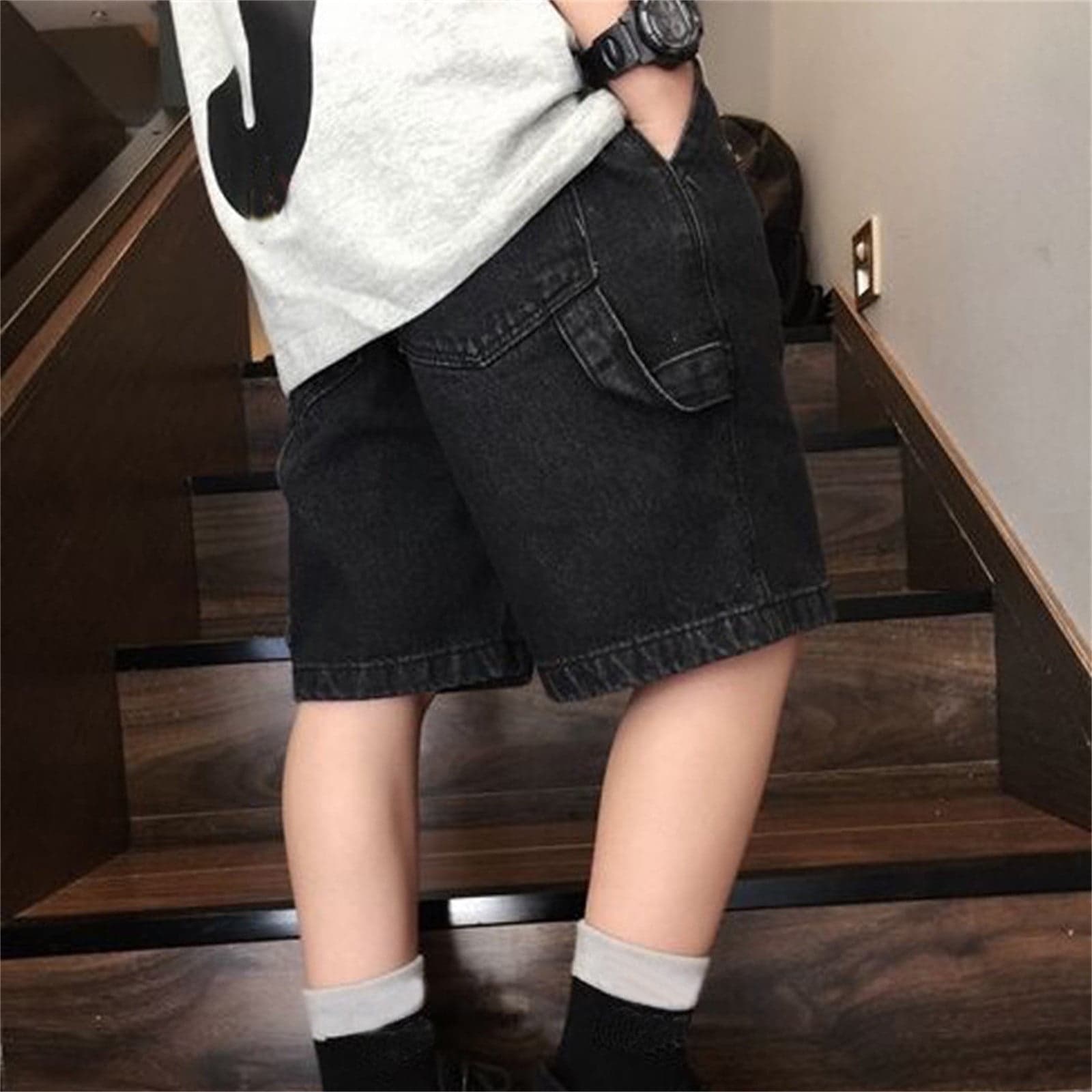 Unisex Kids Casual Loose Fit Denim Shorts for Boys and Girls Lightweight Summer 120