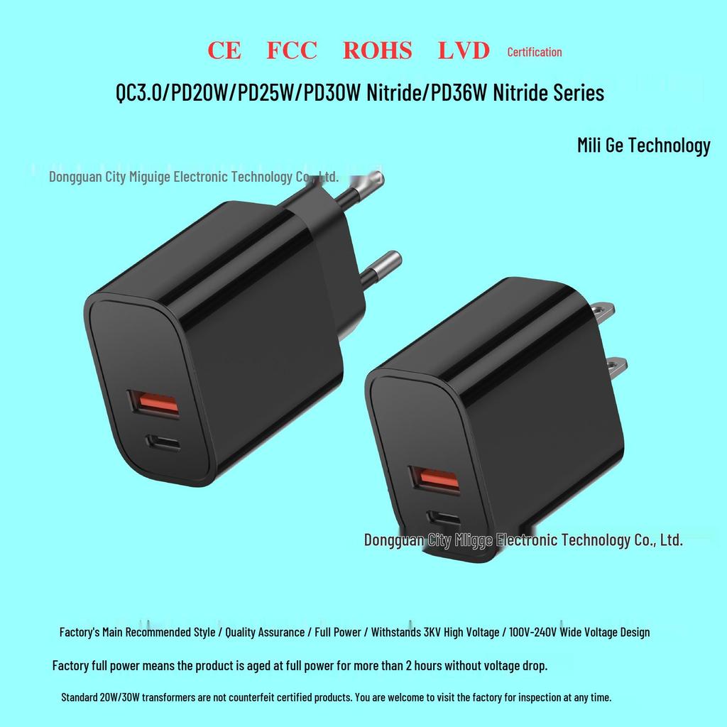 Gallium Nitride Fast Charger 20W/25W/30W/36W for Huawei, Samsung & Apple Phones