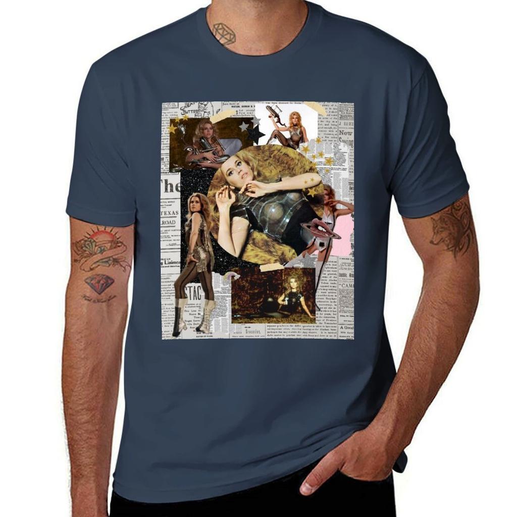 Barbarella Collage Tshirt Basic Daily Outfit Short Sleeve Tee