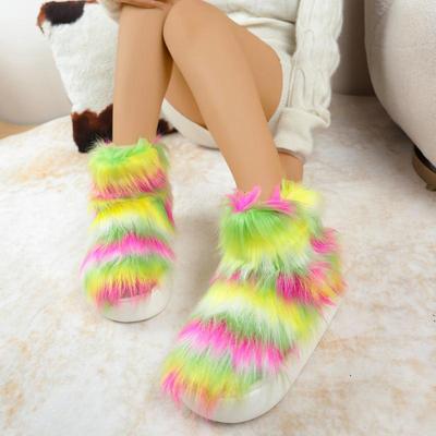 Stivali da Neve Morbidi Ispessiti Fondo Antiscivolo Colore Caramella Donna Colore Misto Stivali da Neve a Pelo Lungo Donna 2025 Caldi Pelliccia Sintetica Scarpe da Esterno