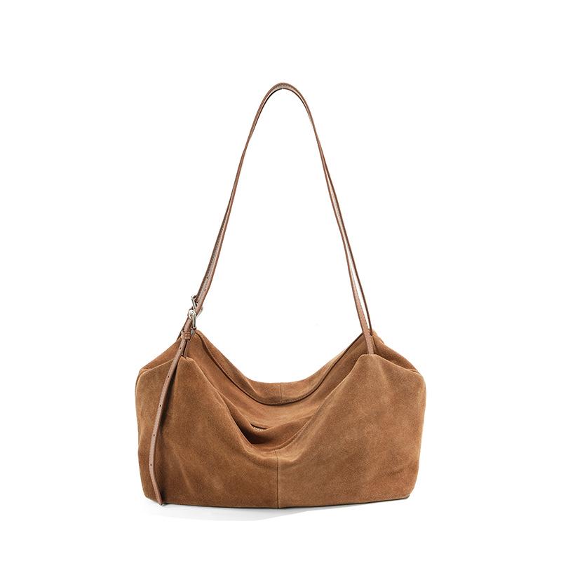 Top-Selling Versatile Women s Suede Tote - Large Capacity Cowhide Underarm Pillow Bag