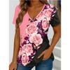Camiseta de Verano para Mujer Estampado de Flores Retro Manga Corta Camisetas Casuales Tops Estampados
