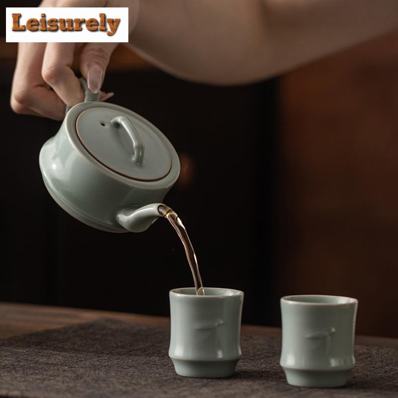 Azure Ru Kiln Tea Set Complete Set Luxury Set Of Cups Gaiwan Tea Ceremony Set Tea Maker Teapot And Tea Cup Set Tableware Gift