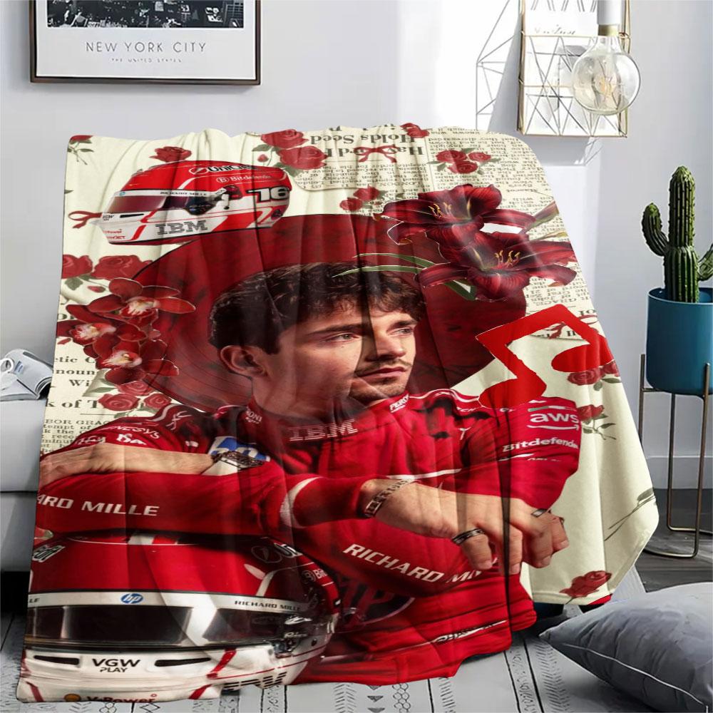 1PC Charles Leclerc Patterned Flannel Blanket Suitable For All Seasons for Home Decor Warmth and Comfort Gifts Holiday Present