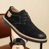Men Suede Shoes Lace‑Up Retro Stitching Casual Oxford Shoes Classic Business Office Daily Walking Footwear