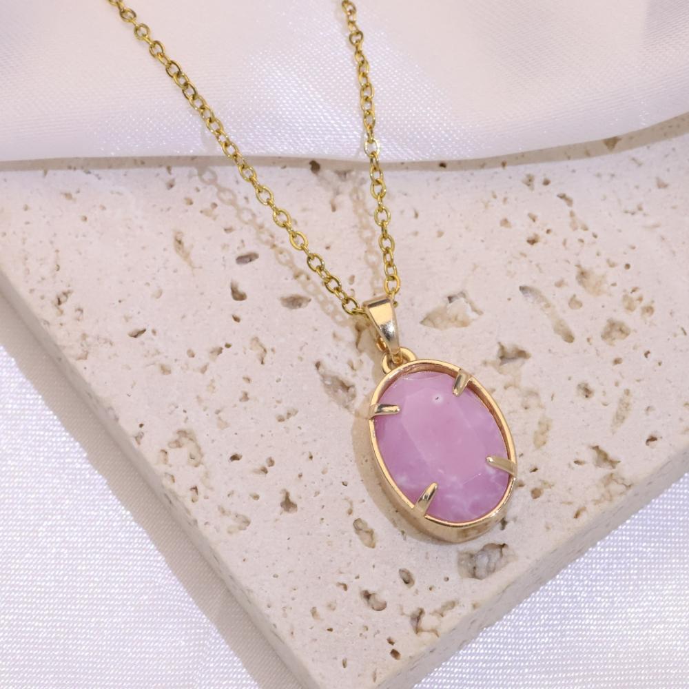 Elegant Oval Zirconia Drop Necklace, Golden Vintage Statement Jewelry