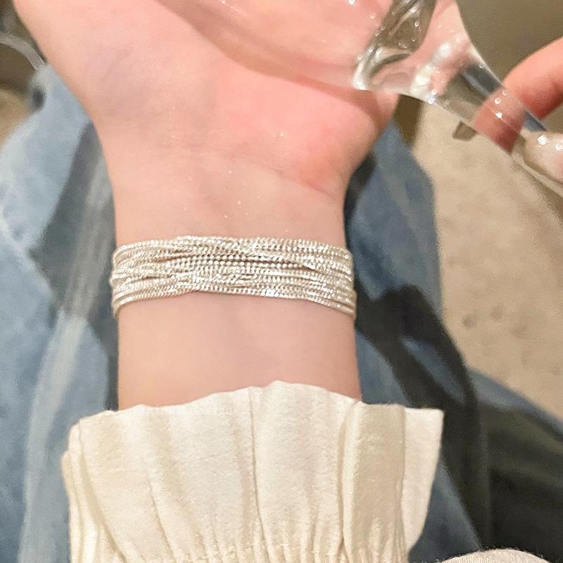 Neues 925 Sterling Silber Mehrschichtiges Kettenform Armband Einfacher Stil Persönlichkeit Damenarmband Geburtstagsgeschenk Exquisiter Schmuck
