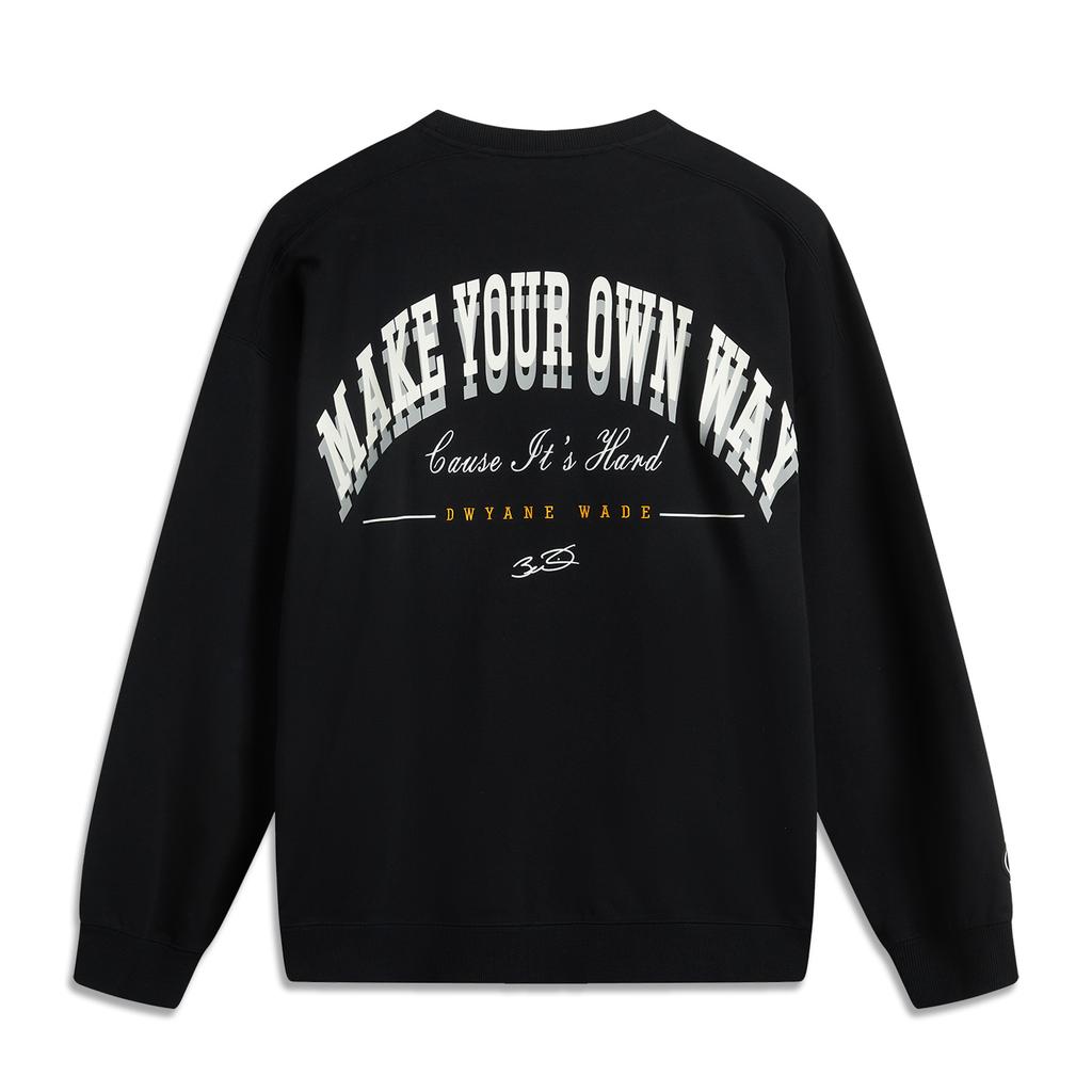 Li-Ning Comfortable Casual Simple Loose Round Neck Pullover Sweatshirt Men sweatshirt Black AWDV049-1