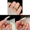 Lucky Clover Open Ring With Zirconia Flower Design For Women Fashion Jewelry