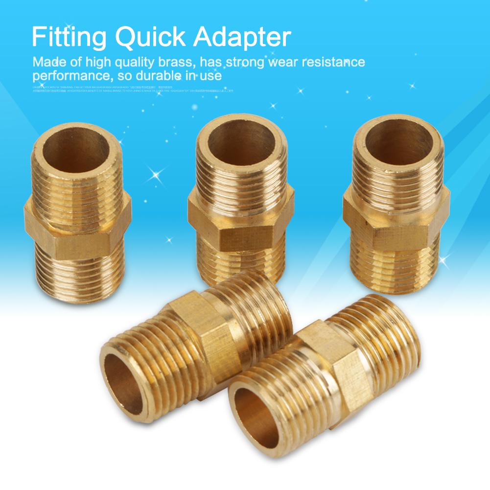 20 Pcs 18 BSP To 18 BSP External Thread Brass Pipe Hex Nipple Fitting Quick Adapter