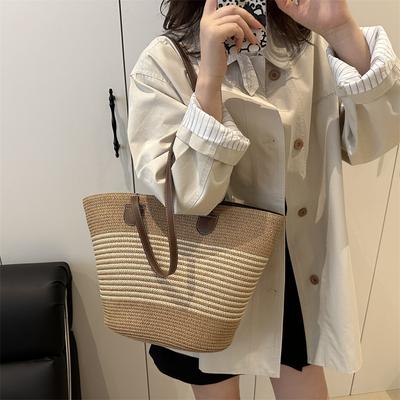 Korean Vacation Style Raffia Woven Bag Girls Summer Vacation Style Large Capacity Tote Bag Internet Celebrity Shoulder Bag