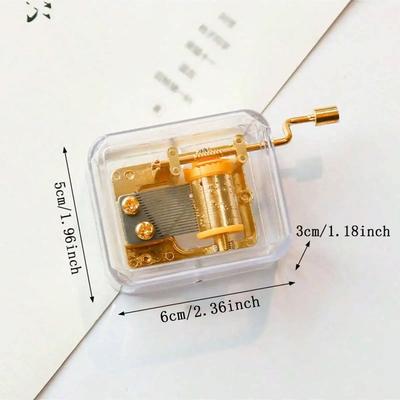 1pc Castle In the Sky Music Box Acrylic Clear Hand-operated Type Hand Crank Engraved Musical Box Gift for Daughter On Birthday