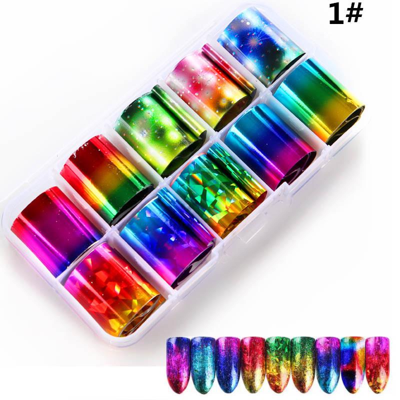 10 Roll/Set Nail Star StickerTransfer Paper Laser Star Paper Starry Sky Transparent Nail Foils