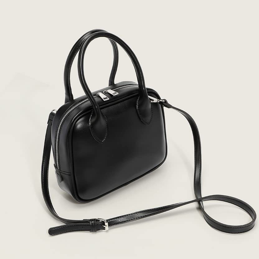 2WAY Mini Boston Firkantet Veske Håndveske Skulderveske Dameveske Dameveske Crossbody Skulder Liten Veske Firkantet Skulder Mini Boston Veske Mini Håndveske Svart