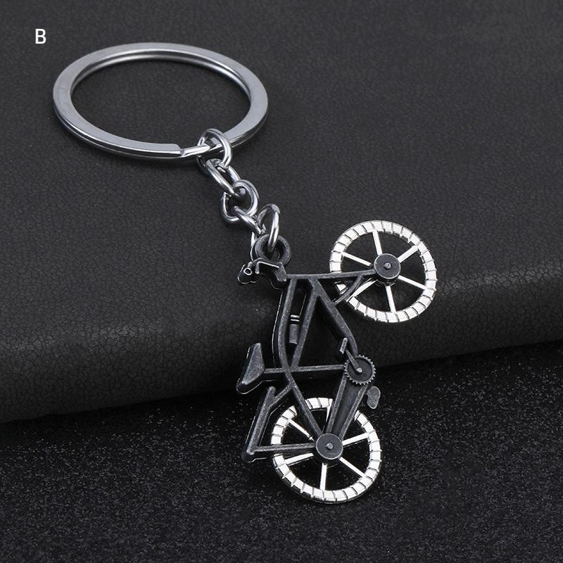 3D Three-Dimensional Metal Bicycle Keychain Backpack Keyring Personalization Adventure Badge Key Chain Ring Gift B