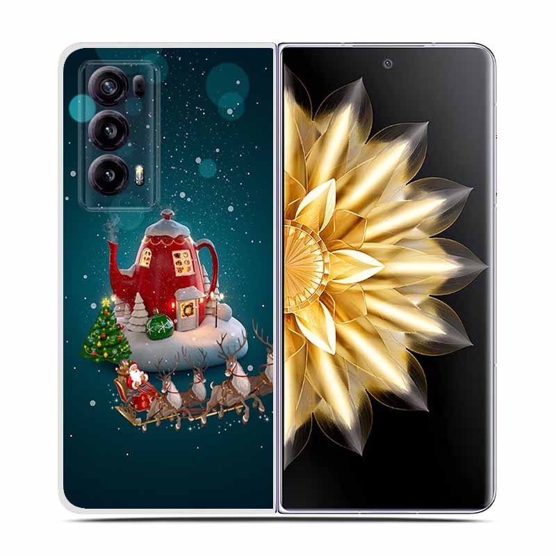 For Honor Magic V2 Case VER-AN1 Christmas Cute Clear Hard Plastic PC Back Cover For Huawei Honor Magic V2 5G Coques Cartoon Bags
