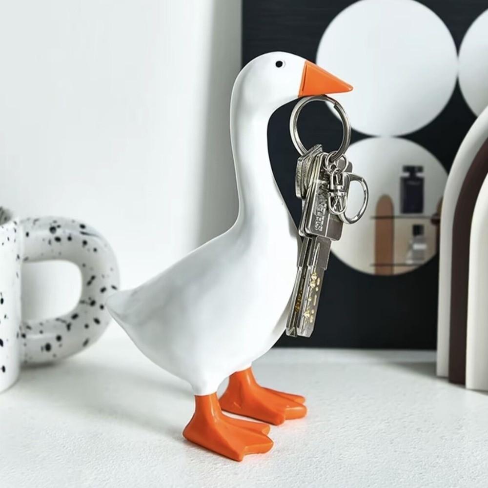 Resin Goose Figurines Key Hanger Funny Dumb Goose Key Holding Figurine  Office Desk