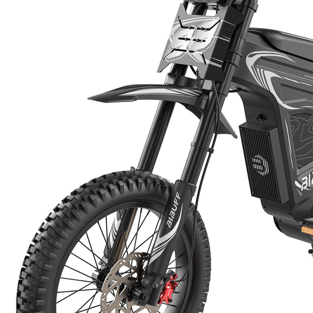 Bibuff GT600 Elektrisches Offroad-Fahrrad 7500W Spitzenmotor 19" Reifen Elektrisches Mountainbike 72V 30Ah Hydraulische Bremsen Höchstgeschwindigkeit 80 km/h Grau