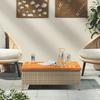 Garden Table Beige 70x70x25 Cm Rattan and Acacia Wood