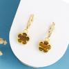 High Quality Natural Stone Five Leaf Flower Drop Earrings Simple for Woman Fashion Party Trend Zircon Jewelry Clover Gift