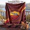 Flannel Blanket AS Roma Print Custom Name Text Soft Throw for Sofa Bed