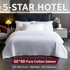 White Cotton Sateen Bedding Set Hotel Style 60S Soft Duvet Cover Sheet All Season